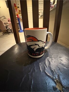 Ceramic Coffee Mug - Orange & Navy